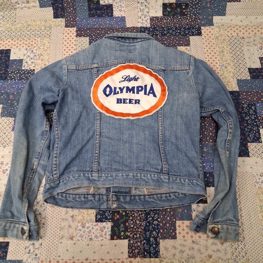 Vintage 70s Blue Bell Maverick Denim Jacket Redline Selvedge Olympia Beer Patch